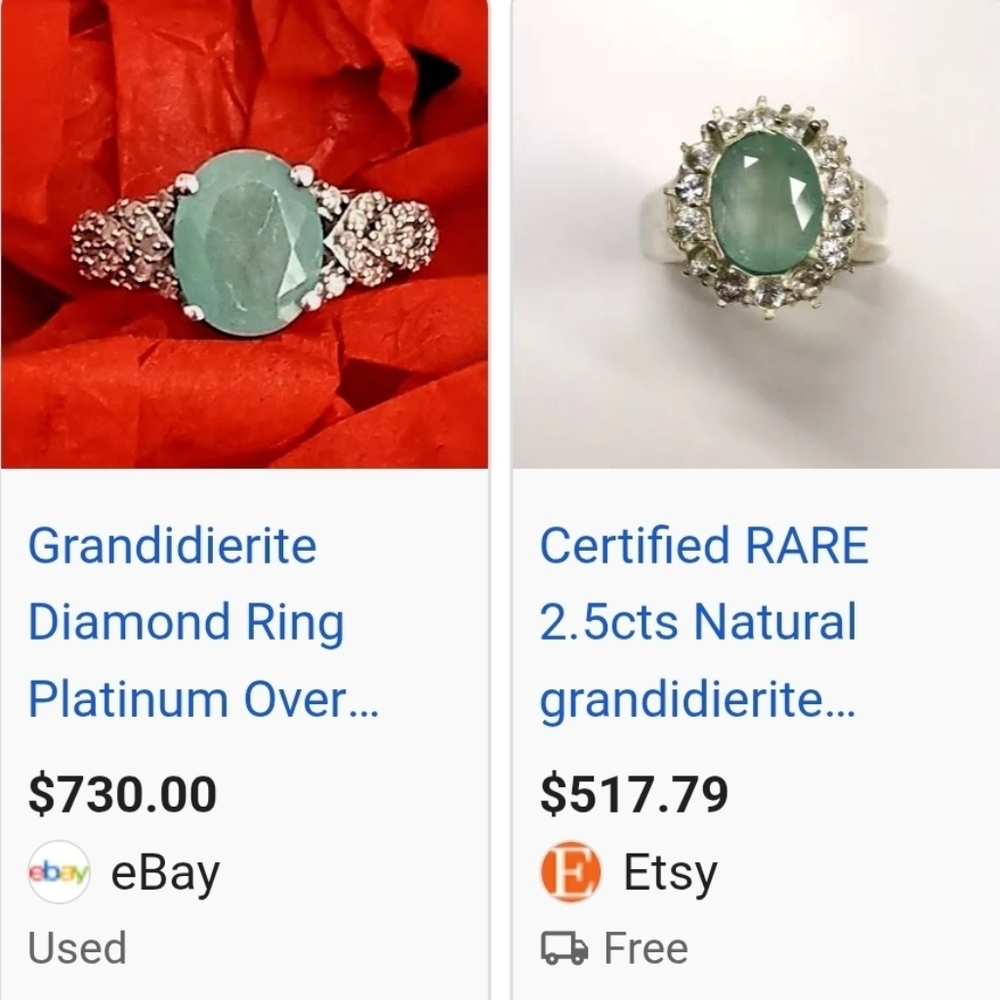 RARE Natural Grandidierite & Diamond 💍 Platinum over Sterling Silver Sz 7! New - Picture 10 of 10